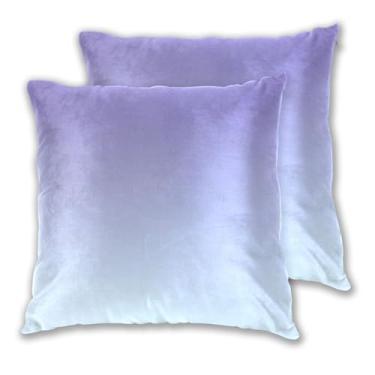 Imagem de Joitme Conjunto de 2 capas de almofada gradiente azul pálido violeta com 2 capas de almofadas grandes para ambientes externos modernas para sala de estar, 50 x 50 cm, 2 peças