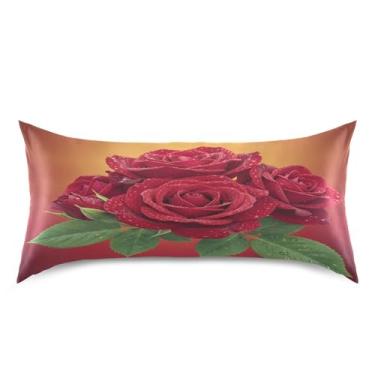 Imagem de Blueangle Fronha de cetim refrescante para cabelo e pele, fronha rosa dos namorados, tamanho king 50,8 x 101,6 cm com fecho de envelope (356)