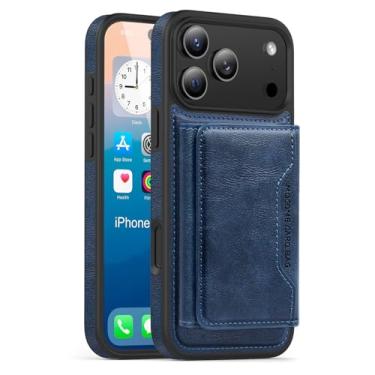 Imagem de LYJSMGZ Capa carteira para iPhone 17 Pro Max/Air/17 Pro/17, flip de couro com bloqueio de RFID, compartimentos para cartões, proteção militar, capa interna de proteção total, azul, 17 Pro Max