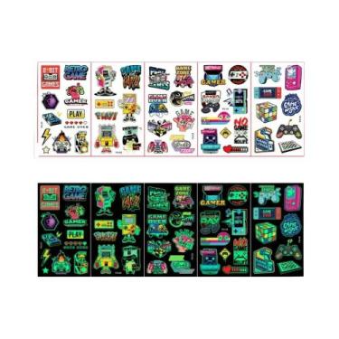 Imagem de Tatuagens Temporárias Brilhantes De Sereia, Unicórnio E Borboleta 5pcs