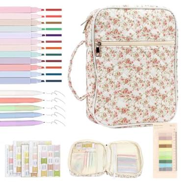 Imagem de Capa para Bíblia Feminina | Para Livro De Igreja Com Alça - Estojo Com Bolso De Zíper E Material De Estudo - Para Armazenamento E Viagem Das Escrituras Para Meninas