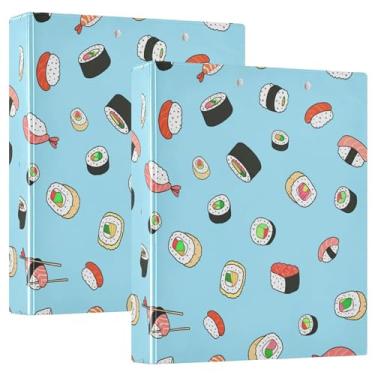 Imagem de Fichários personalizados de sushi, 3 anéis, 3,5 polegadas, comporta 200 folhas, pastas, anel redondo, fichário de apresentação, 31,5 x 27 x 6 cm, pacote com 2