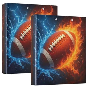 Imagem de 3 anéis personalizados de futebol com salpicos de água, chamas, 3 argolas, 200 folhas, pastas, caderno, anel redondo, fichário de apresentação, 31,5 x 27 x 6 cm, 1 pacote