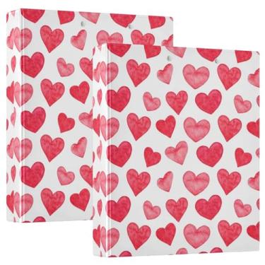 Imagem de Fichários Valentine Hearts White Pink 3,8 cm com 3 anéis para 200 folhas, portfólio fofo, anel redondo, fichário resistente, 31,5 x 27 x 6 cm, 1 pacote