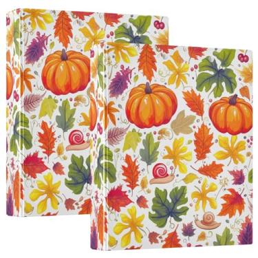 Imagem de Fichários de folhas de abóbora de outono de 3 cm com 3 anéis para guardar 200 folhas, pastas, anel redondo, 31,5 x 27 x 6 cm, 1 pacote