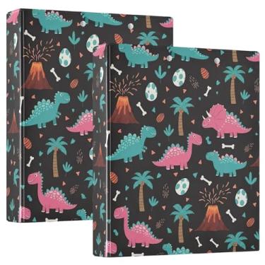 Imagem de Fichários fofos de dinossauros pretos com 3 anéis de 3 cm comporta 200 folhas, portfólio fofo, anel redondo, 31,5 x 27 x 6 cm, 1 pacote