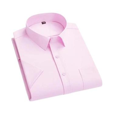 Imagem de Camisa Branca Masculina Slim Fit Antirrugas De Manga Curta S-7XL Blusa
