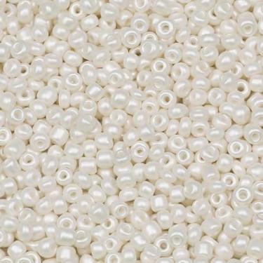 Imagem de LEECOON Contas de semente de cor pérola de 3 mm, 100 gramas, cerca de 8800 peças, tamanho 8/0, pequenas contas de sementes para fazer colar e brinco de pulseira