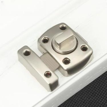 Imagem de Trava de porta antifurto de liga de zinco, sem perfuração, trava giratória deslizante espessa para portas esquerdas e direitas janela de entrada doméstica, prateado, G