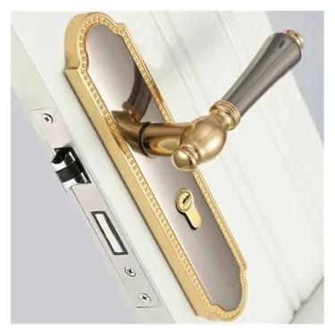 Imagem de 1 conjunto de fechadura silenciosa de liga de alumínio para quarto, conjunto de fechadura de porta de madeira maciça com chave (C)