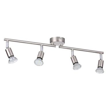 Imagem de Refletor de teto ajustável em 4 direções com lâmpadas LED GU10 4W iluminação 400lm cabeças luz rotativas flexíveis lâmpada trilho moderna para cozinha