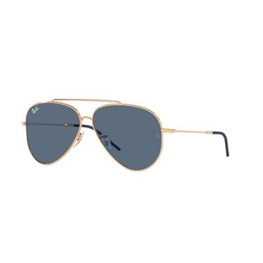 Imagem de Óculos de Sol Ray-Ban Aviator Reverse 0RBR0101S 92023A Tam 59 / Rose Gold - Lentes Azul