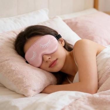 Imagem de 1 máscara de cílios minimalista dupla face, máscara de dormir impressa, adequada para almoço, viagens e em casa