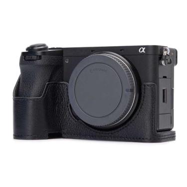 Imagem de Capa protetora de câmera a6700 vintage de couro genuíno para Sony Alpha 6700 ILCE-6700 ILCE-6700 (linha preta e preta)