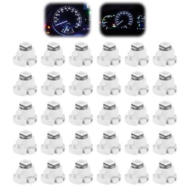 Imagem de TNJPSEK Pacote com 30 lâmpadas de painel de LED T3, base de 8 mm 3030 SMD LED conjunto de luz de instrumento de substituição para painel de aquecedor HVAC AC automotivo medidor de mudança de mudança