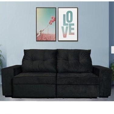 Imagem de Sofá Retrátil e Reclinável 3 Lugares com Baú Nabas Estofados Preto