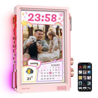 Imagem de Divoom Moldura digital Times Frame-25.7 cm IPS transparente com botão giratório RGBLED WiFi 64GB 400 + mostradores de relógio widget 50 + feeds API modo presente pixel art exibição personalizada