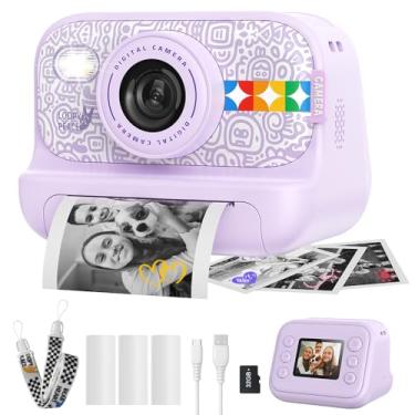 Imagem de Câmera de impressão instantânea para crianças, presentes de aniversário para meninas e meninos de 3 a 12 anos - Câmera de vídeo 1080p para crianças, ideias de presente para meninos de 3, 4, 5, 6, 7,
