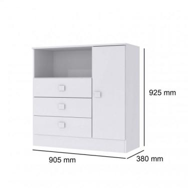 Imagem de Cômoda de Bebê 3 Gavetas 1 Porta 1360 Baby Móveis Percasa Branco/rosa