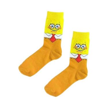 Imagem de 1/4 pares de meias altas de malha fofas de desenho animado unissex - P