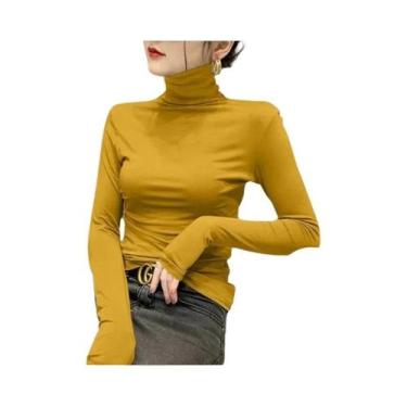 Imagem de Suéter Feminino De Gola Alta Com Manga Longa, Ajuste Slim, Moda Elegan