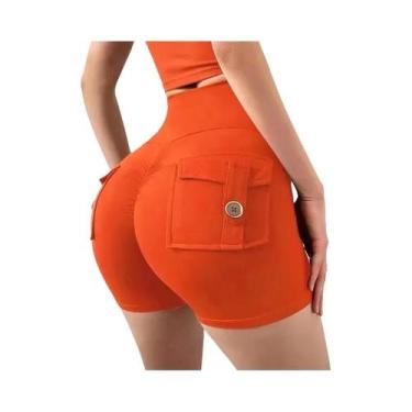 Imagem de Shorts De Yoga De Cintura Alta Para Mulheres Com Bolso, Leggings Com E