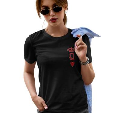 Imagem de Camiseta Feminina Rainha de Copas Jogo Baralho Baby Look, M, Preto