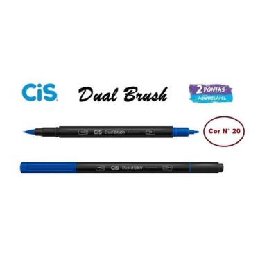 Imagem de Caneta Pincel Cis Dual Brush Pen Aquarelável 20 Azul Escuro