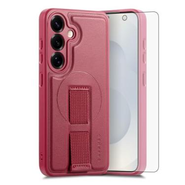 Imagem de Asuwish Capa de celular para Samsung Galaxy S24/S25 5G com protetor de tela magnético de vidro temperado e alça Wrise, suporte rígido de carregamento sem fio S 24 24S 25 25S G5 SM-S931U feminino