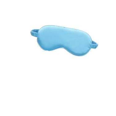 Imagem de Máscara para os olhos de seda para dormir, bolsa de transporte, bolsa de viagem, soneca, mulher, homem, capa para soneca, confortável, ajuda a descansar (azul celeste)