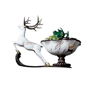 Imagem de Pratos de frutas decoração criativa em forma de veado prato de frutas trompete casa sala de estar mesa de centro decoração prato de frutas resina lanche tigela de doces pratos de frutas/prato de