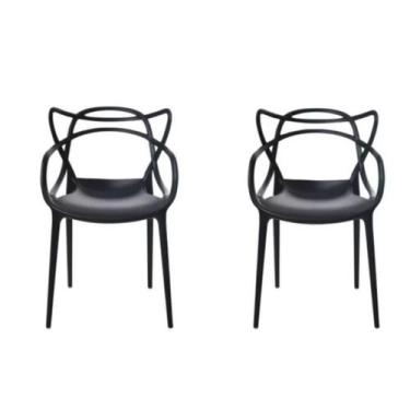 Imagem de Kit 2 Cadeiras Preta Allegra Master Para Cozinha Mesa Jantar Área Exte