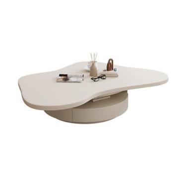 Imagem de Mesa de centro moderna em forma de nuvem para pequenas salas de estar, design irregular com gavetas, móveis domésticos modernos simples