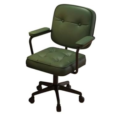 Imagem de Cadeira de escritório pequena clássica imitação de couro para quarto cadeira de computador para casa confortável cadeira de escritório cadeira giratória com rodas cadeira de trabalho de mesa (verde)