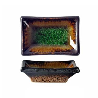 Imagem de Prato de lanche 2 peças tigela de mergulho cerâmica pequena prato de molho quadrado prato de sushi aromatizante prato de mostarda molho de soja bandeja de pimenta tigela de lanche (cor: 1) (7)
