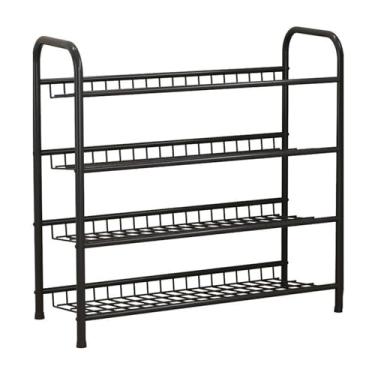 Imagem de Sapateira de metal, unidade de armazenamento de sapatos de 4 níveis para 16 a 20 pares, prateleira de armazenamento expansível e ajustável para organizador de sapatos de entrada no corredor
