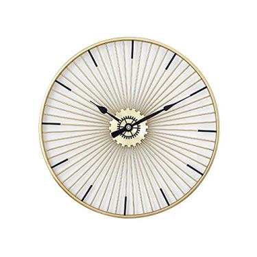 Imagem de Relógio de parede de ferro redondo para sala de estar, moderno, para decoração de quarto, relógio artístico, relógio de parede