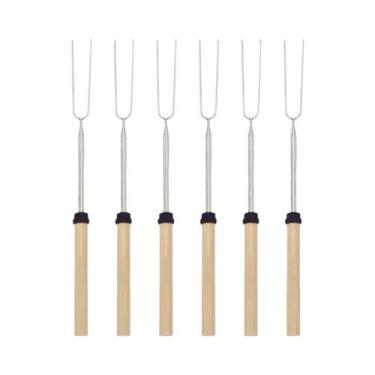 Imagem de Espetos De Churrasco De Aço Inoxidável Extensíveis Com Cabo De Madeira