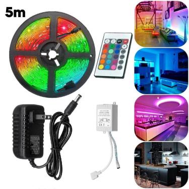 Imagem de Fita Led Rgb 5M Colorida Digital Iluminação Controle Brilho