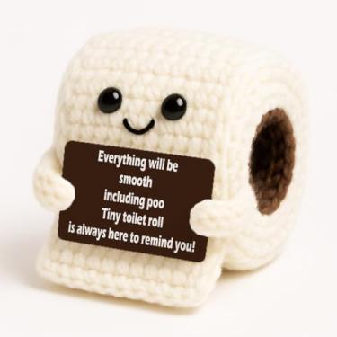 Imagem de Papel higiênico de crochê feito à mão, enfeite emocional - decoração de mesa bem-humorada de dia dos namorados, presentes de incentivo alegres para amigo colega de trabalho, decoração peculiar de