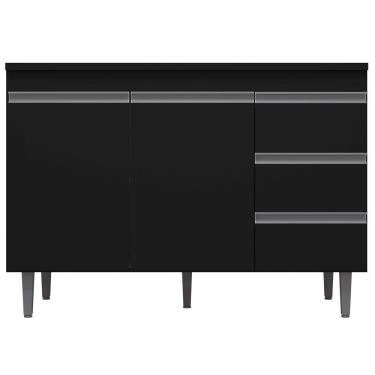 Imagem de Balcão De Pia Cozinha 2 Portas 120 Cm Preto Sem Tampo