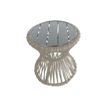 Imagem de Mesa De Centro Sol Em Corda Náutica E Base Em Alumínio Cinza 70cm Areia - Cor: Bege