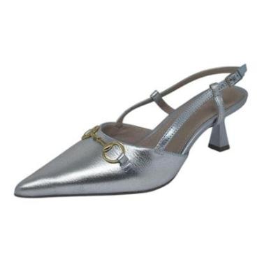Imagem de Sapato Feminino Slingback Elegante Prático Couro Lia Line-Feminino