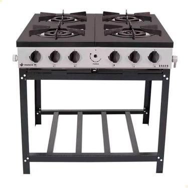 Imagem de Fogão Industrial Venâncio A Gás Bravo 4 Bocas Cinza Esmaltado Br4b
