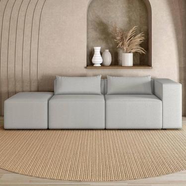 Imagem de Sofá 4 Lugares 303cm com Puff Esquerdo Fay Bouclê Cinza Z55 - Mpozenato