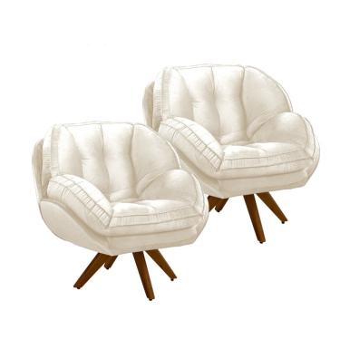 Imagem de Kit 2 Poltronas Evora Base Giratoria Movellu Home