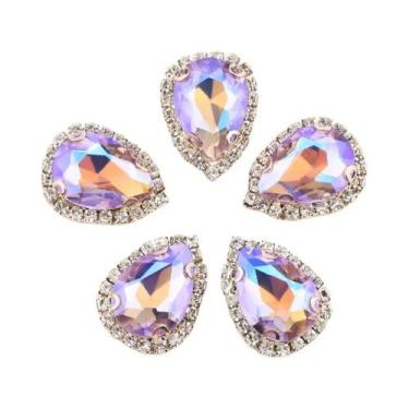 Imagem de Strass De Fundo Dourado Com 4 Furos Para Costurar, Cristal De Vidro, A