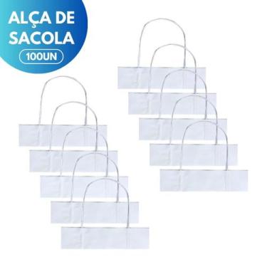 Imagem de Kit 100 Unidades Alça Papel Branco Torcido Para Sacola 19X14 - Distrib