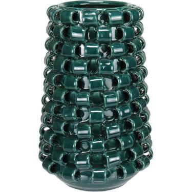 Imagem de VASO DECORATIVO ENFEITE CASA HOME&CO CERÂMICA 30x19x19cm AZUL PETROLEO