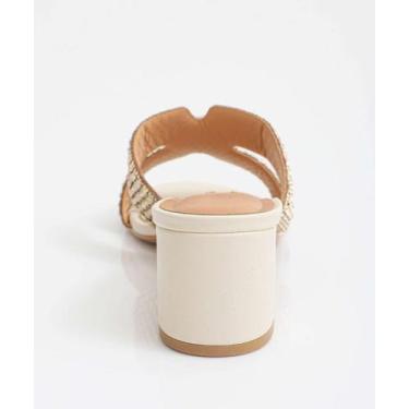 Imagem de Tamanco Feminino Salto Grosso Strass Vizzano-11178, Off white, 35